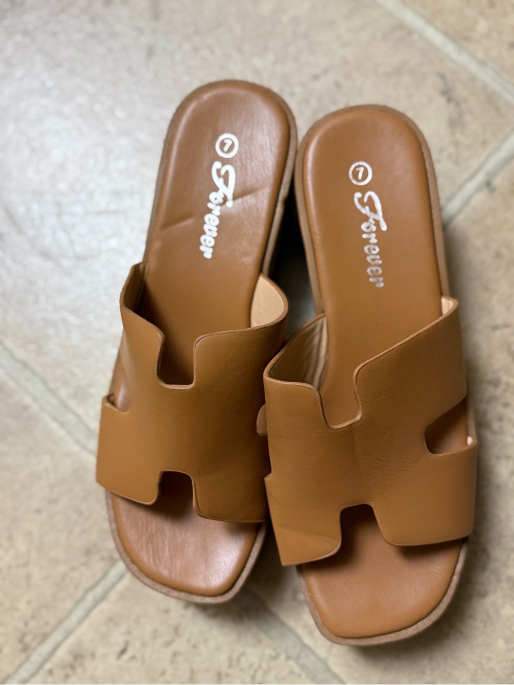 Forever Women’s Brown Cutout Slide Sandals